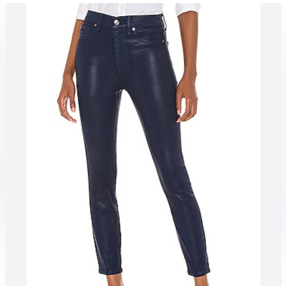 7 For All Mankind High Waisted Ankle Skinny Jeans in Ink Coated